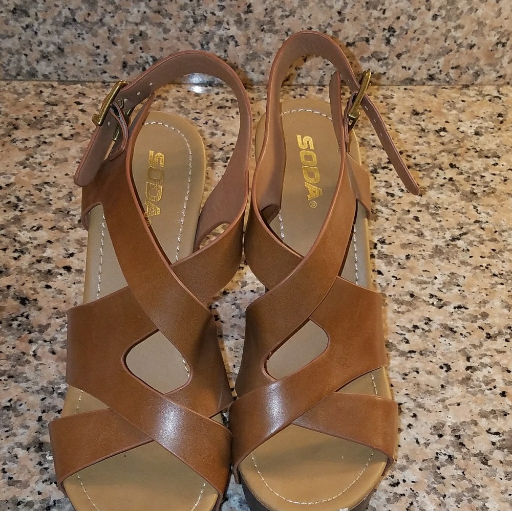 Thick strappy heels